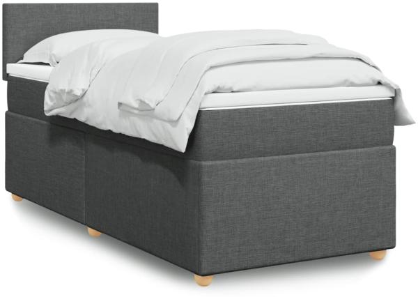 vidaXL Boxspringbett mit Matratze Dunkelgrau 90x200 cm Stoff 3288857