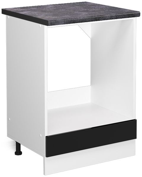 Herdumbauschrank R-Line Schwarz Hochglanz 60 cm , AP Anthrazit Vicco