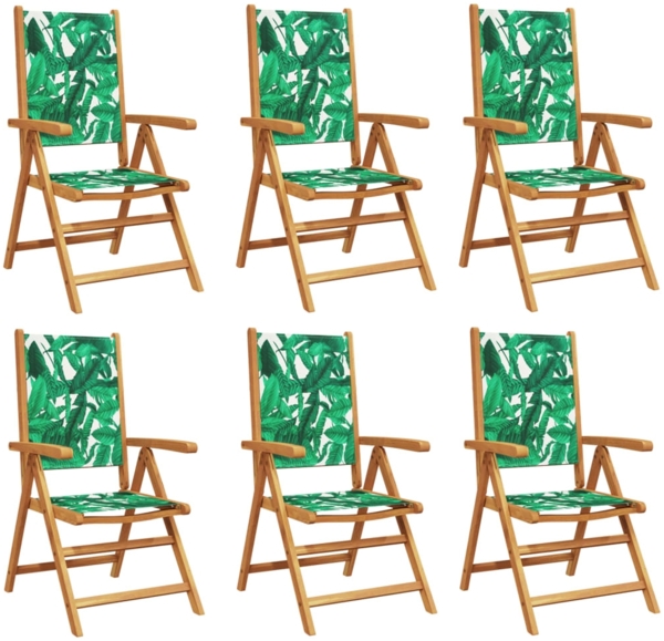 vidaXL Gartenstühle Verstellbar 6 Stk. Grün Stoff und Massivholz 3214551