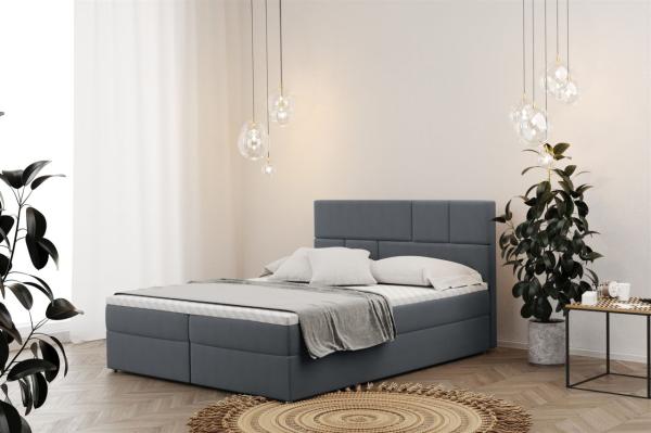 Boxspringbett Schlafzimmerbett CALVIN 160x220cm in Stoff Matt Velvet Grau