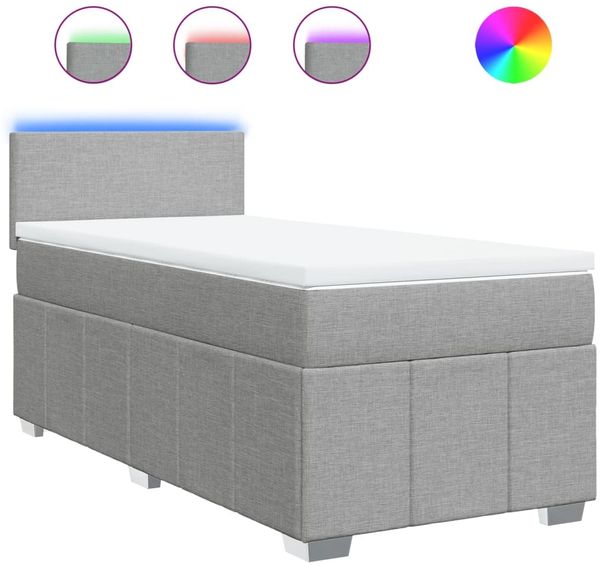vidaXL Boxspringbett mit Matratze Hellgrau 100x200 cm Stoff 3289272 Bild 2