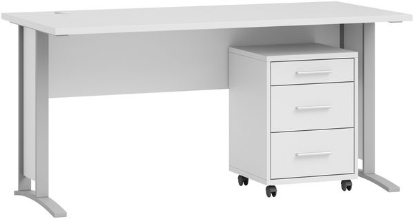 Schreibtisch >Clermont< (2-teilig) inkl. Rollcontainer, weiss - 150x73x70cm (BxHxT) Bild 8