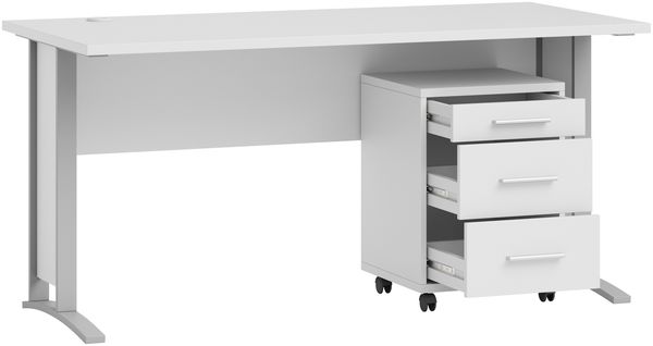 Schreibtisch >Clermont< (2-teilig) inkl. Rollcontainer, weiss - 150x73x70cm (BxHxT) Bild 4