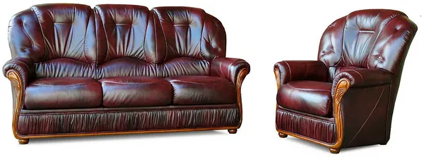 Vente-unique - DAPHNE Sofa and armchair set Leder Rot - B 91 cm x H 97 cm x L 83 cm183 cm