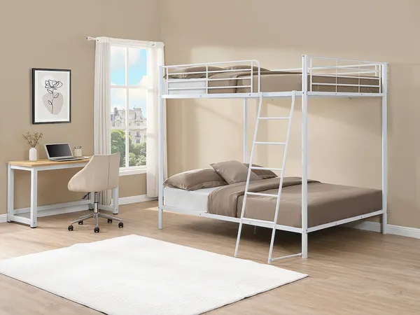 Vente-unique - GEMINI Bett Metall Weiß - B 140 cm x H 185 cm x L 199 cm