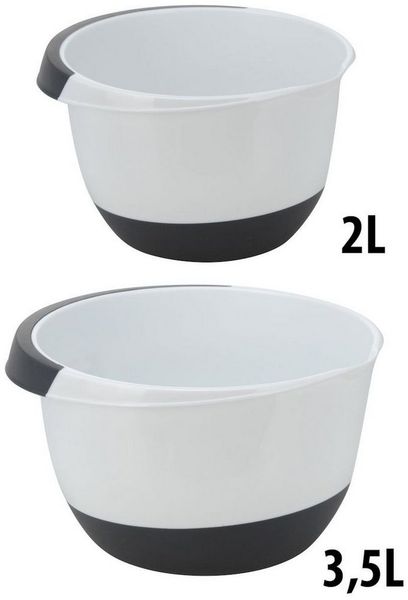 Spetebo Rührschüssel Rührschüsseln im 2er Set weiß - 2 / 3,5, Kunststoff, (2er Set, 2-tlg), große Schüsseln zum backen und servieren