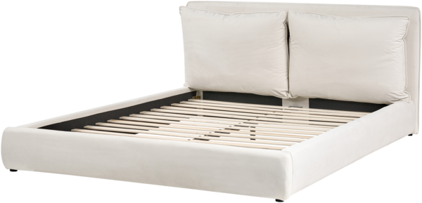 Bett mit Lattenrost Stoff BAJONNA 180 x 200 cm Hellbeige Bild 4