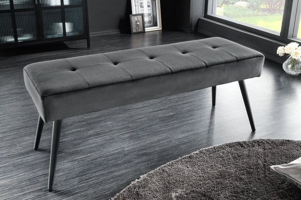 riess-ambiente Sitzbank BOUTIQUE 100cm dunkelgrau / schwarz (Einzelartikel, 1-St), Wohnzimmer · Samt · Metall · Esszimmer· Flur · Schlafzimmer