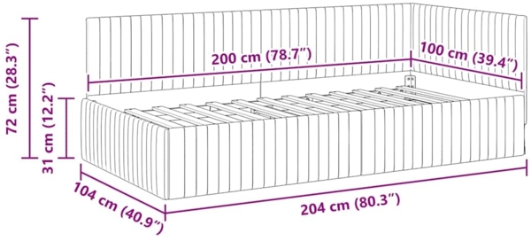 vidaXL Eckbettgestell mit Kopfteil Blau 100 cm x 200 cm Stoff 42016275 Bild 10