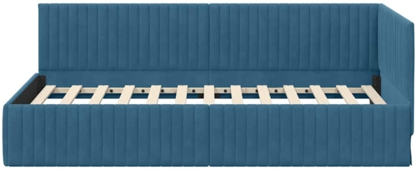 vidaXL Eckbettgestell mit Kopfteil Blau 100 cm x 200 cm Stoff 42016275 Bild 4