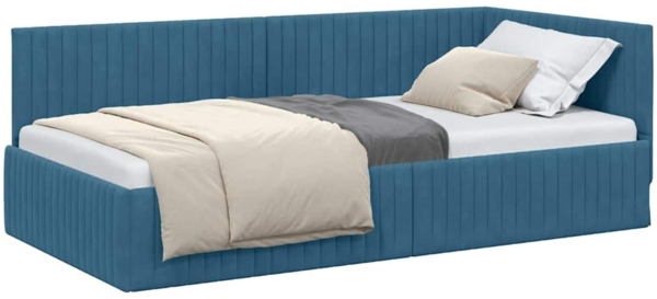 vidaXL Eckbettgestell mit Kopfteil Blau 100 cm x 200 cm Stoff 42016275 Bild 2