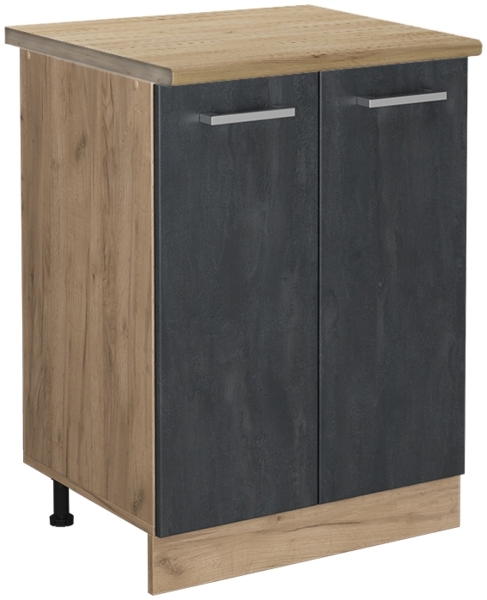 Küchenunterschrank R-Line Schwarz Beton 60 cm AP Eiche Vicco