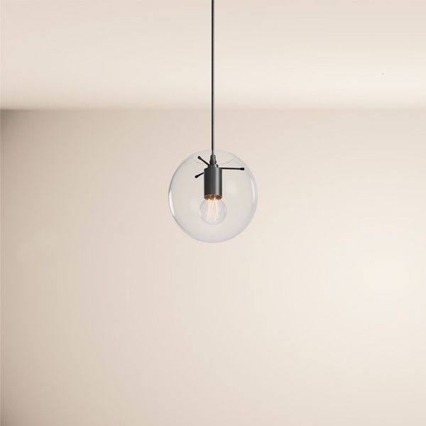 s.luce Orb Glaskugel Galerieleuchte 500cm Aufhängung Schwarz Klar Ø 20cm
