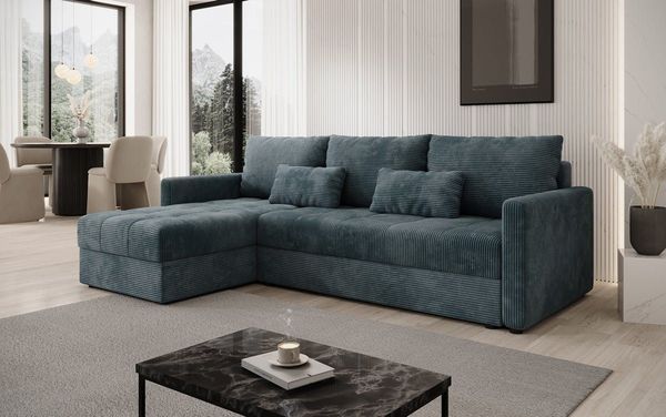 Luxusbetten24 Schlafsofa Designer Sofa Roma in Cord, mit Stauraum und Schlaffunktion