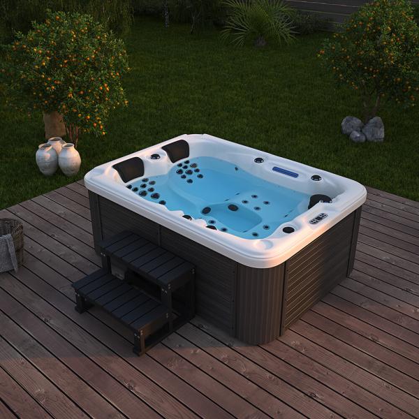 HOME DELUXE Outdoor Whirlpool BEACH - Mit Treppe und Thermoabdeckung