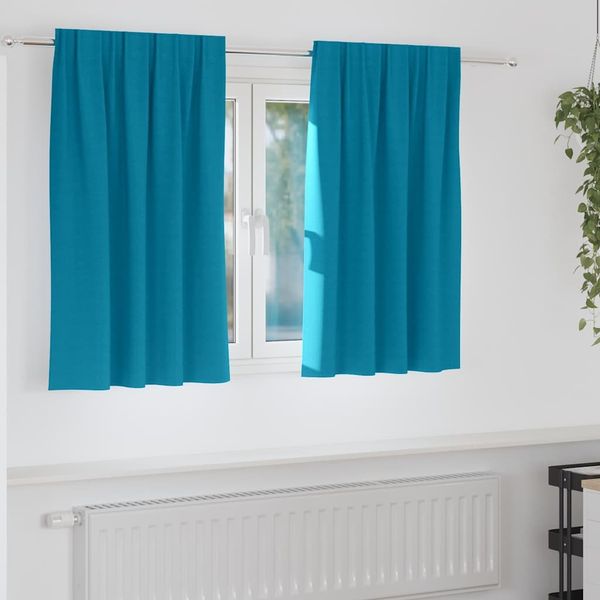 vidaXL Verdunkelungs-Vorhänge mit Ringen 2 pcs Türkis 140 x 140 cm 4107528