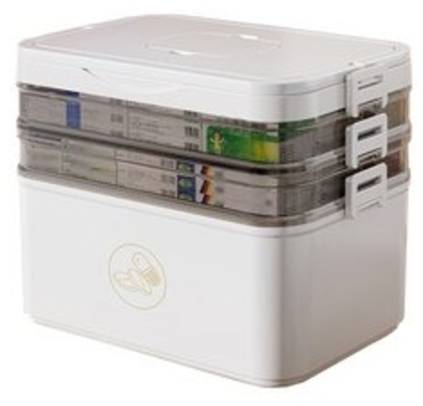 Coonoor Aufbewahrungsbox Große Kapazität Medikamenten-Aufbewahrungsbox, mit Aufkleber, tragbare Kunststoff-Medikamentenbox mit Griff Bild 6