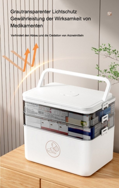 Coonoor Aufbewahrungsbox Große Kapazität Medikamenten-Aufbewahrungsbox, mit Aufkleber, tragbare Kunststoff-Medikamentenbox mit Griff Bild 3