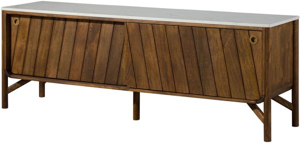 Sideboard Mango 185x45x65 braun geölt / echter Marmor LOS ANGELES #07