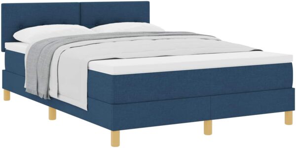 vidaXL Boxspringbett mit Kissen mit Kopfteil Blau 140 x 200 cm Stoff 3338929 Bild 2