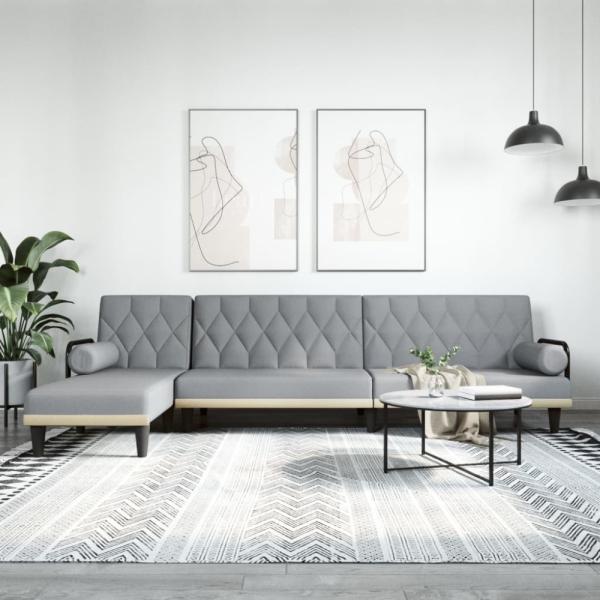 vidaXL Schlafsofa in L-Form Hellgrau 260x140x70 cm Stoff