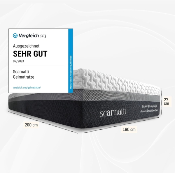 Gelschaummatratze Scarnatti™ Kaltschaummatratze 7-Zonen - mit CoolGel & Gel Memory Foam 27 cm hoch, (180x200), H3/H4 Wendematratze ergonomisch, druckentlastend, atmungsaktiv Bild 2
