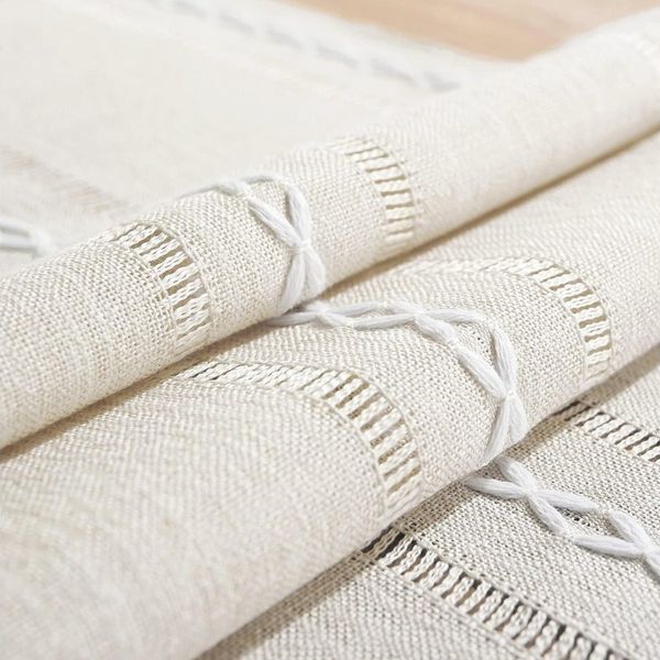 TUWENA Tischläufer Tischläufer,Landhausstil Tischdecke,Vintage Waschbar Tisch mit Fransen
