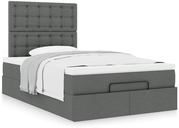 vidaXL Ottoman-Bett mit Matratze Dunkelgrau 120x190 cm Stoff 3313307 Bild 4