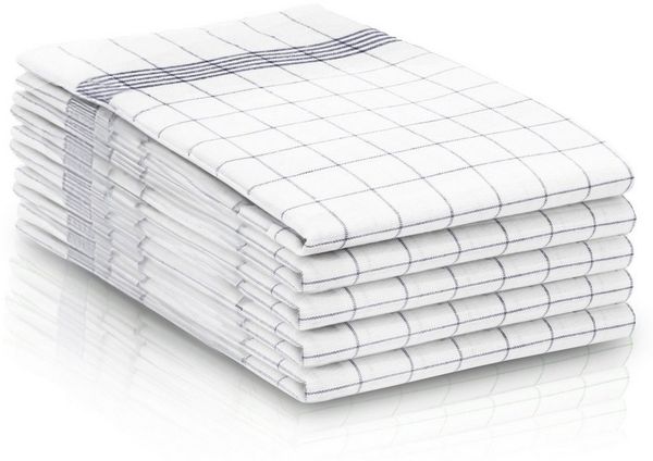 ZOLLNER 5er Set Geschirrtücher Baumwolle in 50x70 cm - super saugstarke und langlebige Küchentücher - waschbar bis 95°C – in grau weiß kariert - Gastronomiequalität - Oeko Tex® Zertifiziert