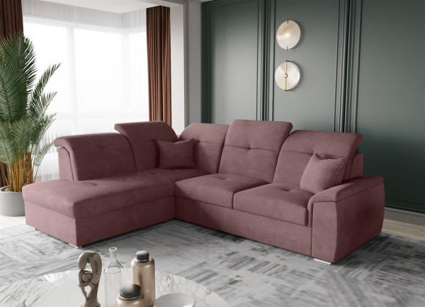 Ecksofa Schlafsofa Sofa FREJA Stoff Brooklyn Altrosa Ottomane Links