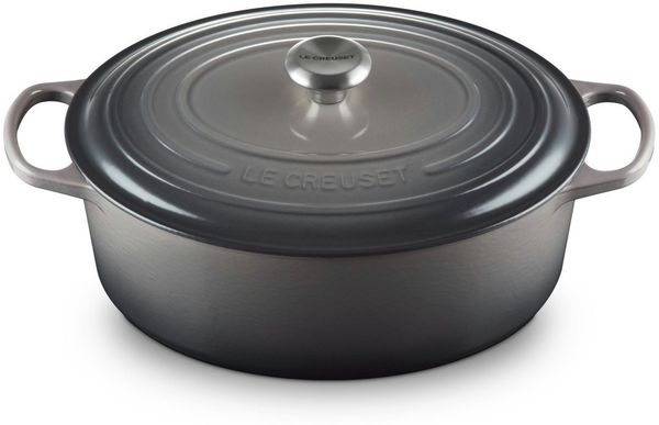 LE CREUSET Bräter Bräter Signature oval flint 33cm, Emailliertes Gusseisen