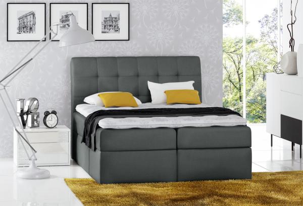 99rooms Bagira Boxspringbett Strukturstoff 200 x 200 cm Dunkelgrau