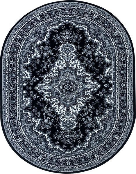 my home Teppich Oriental, Made in Belgium, oval, Höhe: 7 mm, Orient-Optik, mit Bordüre, Kurzflor, pflegeleicht, elegant