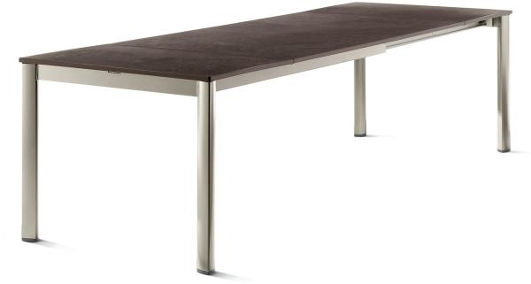 Sieger 3980-60 Exclusiv-Ausziehtisch mit Vivodur® Dekorplatte, Aluminium Champagner 95 x 75 x 165/225/285 cm