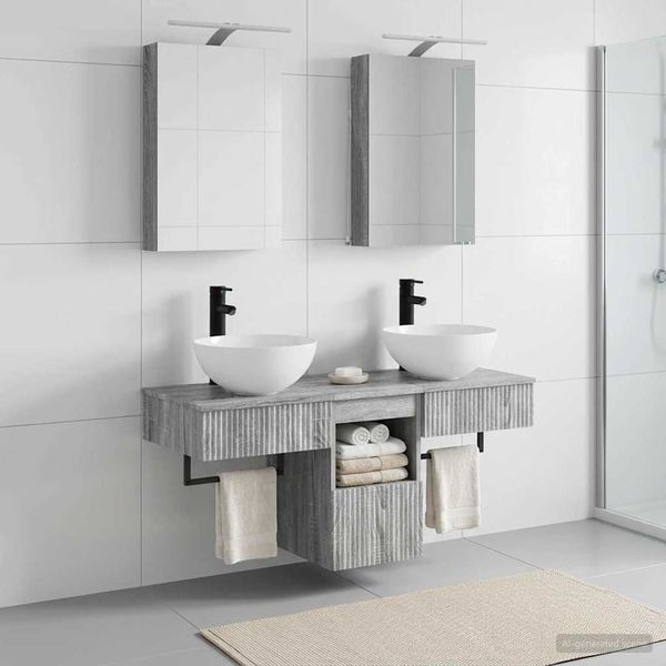 vidaXL Badezimmerschrank-Set 5 pcs Grau Sonoma 40 x 10,5 x 60,5 cm 3406276