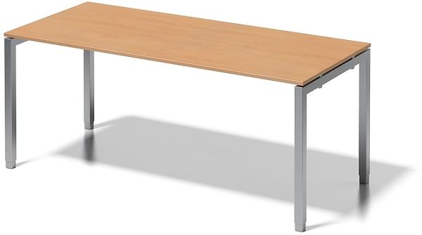 Cito Schreibtisch, 650-850 mm höheneinstellbares U-Gestell, H 19 x B 1800 x T 800 mm, Dekor buche, Gestell silber