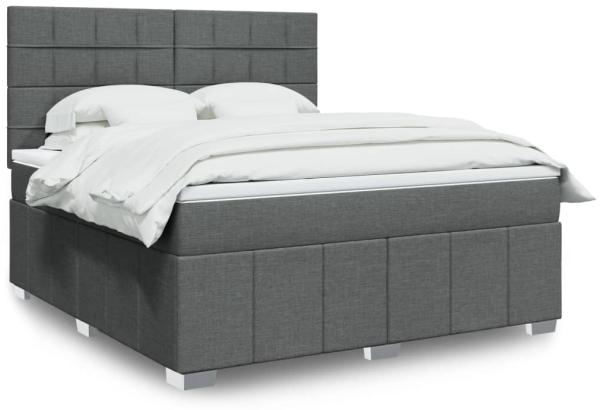 vidaXL Boxspringbett mit Matratze Dunkelgrau 180x200 cm Stoff 3294048