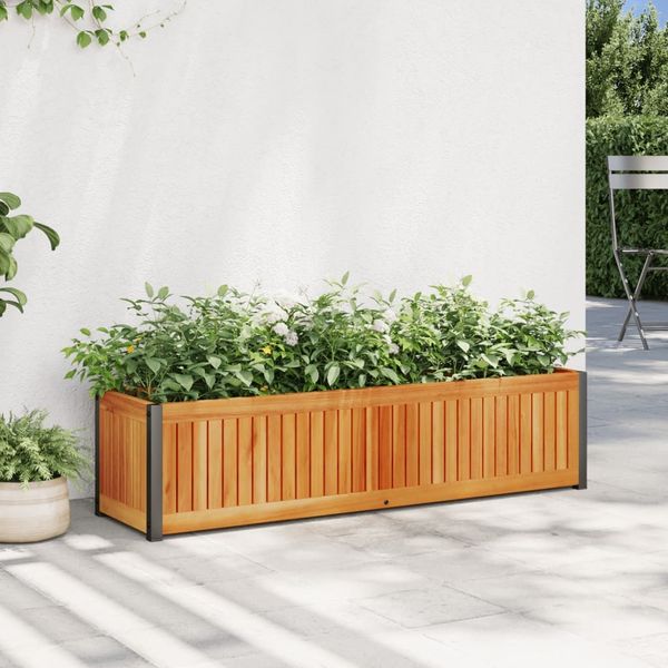 vidaXL Pflanzkübel 110x30x27,5 cm Massivholz Akazie und Stahl 367615