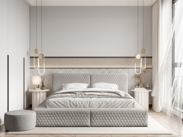 Polsterbett Doppelbett JORDAN 160x200cm in Stoff Boston Creme