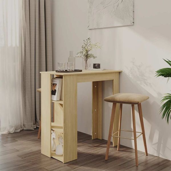 Bartisch, Stehtisch, Bistrotisch mit Regal Sonoma-Eiche 102x50x103,5 cm Holzwerkstoff