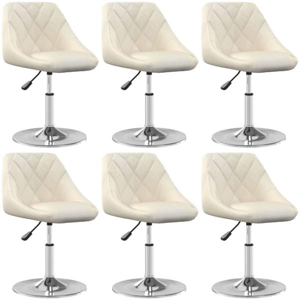 vidaXL Esszimmerstühle 6 Stk. Drehbar Creme Samt 3088768