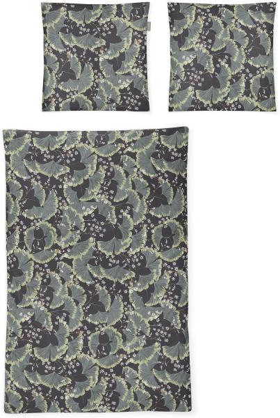 Irisette Sky Mako-Satin Bettwäsche 155x220 Blätter Gingko grau grün 8494-11