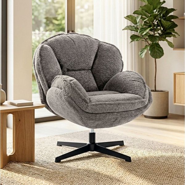 HOMCOM Relaxsessel (Sessel, 1-St, Loungesessel), Wingback, 360° Drehung, Samt