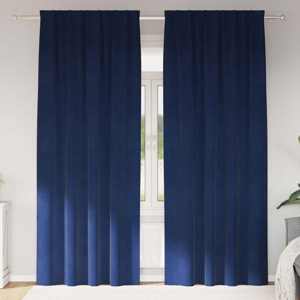 vidaXL Verdunkelungsvorhänge 2 pcs Dunkelblau 140 x 225 cm Samt 4107200