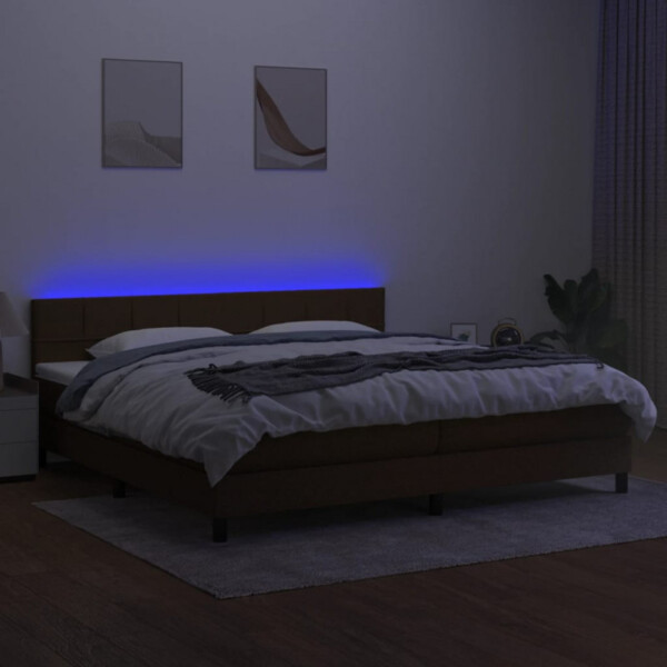 Boxspringbett mit Matratze & LED Stoff Dunkelbraun 200x200 cm, Härtegrad: H2 [3133184] Bild 3
