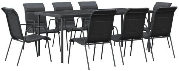 vidaXL 9-tlg. Garten-Essgruppe Schwarz Stahl und Textilene 3200701