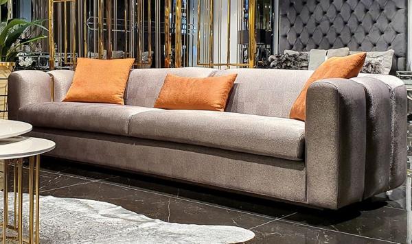 Casa Padrino Luxus Sofa Silber / Gold 240 x 95 x H. 85 cm - Wohnzimmer Sofa - Hotel Sofa - Luxus Möbel