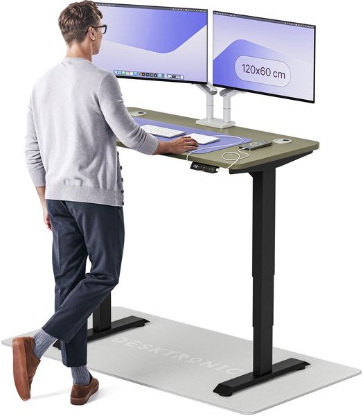 Desktronic HomePro Elektrisch höhenverstellbarer Schreibtisch 120x60cm Schwarz/Grün mit Memory-Funktion, Anti-Kollisions Technologie, USB-A und USB-C-Ladeanschlüssen