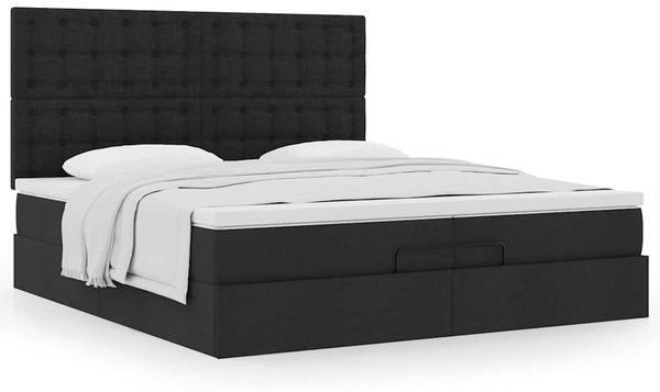 vidaXL Ottoman-Bett mit Matratzen Schwarz 200x200 cm Stoff 3313350 Bild 5