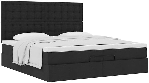 vidaXL Ottoman-Bett mit Matratzen Schwarz 200x200 cm Stoff 3313350 Bild 4
